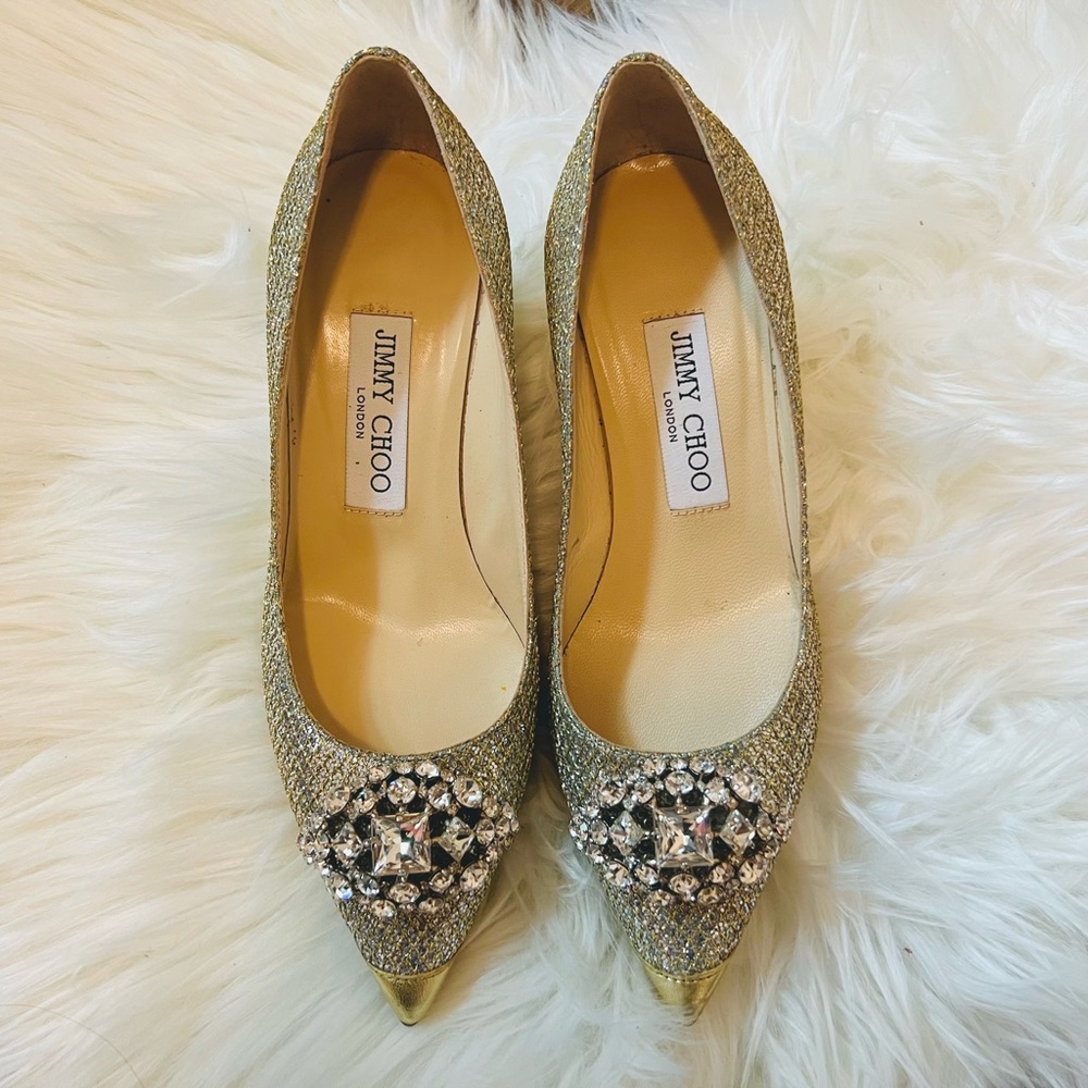 Jimmy Choo embellished glittered pump